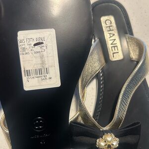 Chanel Black and Gold Women's Sandals